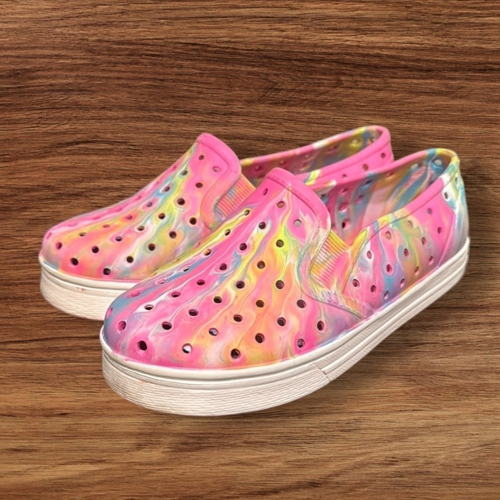 Place girls Pink Multicolor slip on foam composite tie dye shoes big girls 3 - Picture 2 of 8